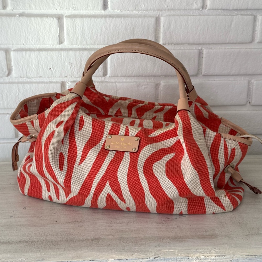 Kate Spade Orange and Cream Zebra Tote Bag